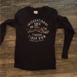 Lucky Brand Black Long Sleeve Tee with Tiger Graphic